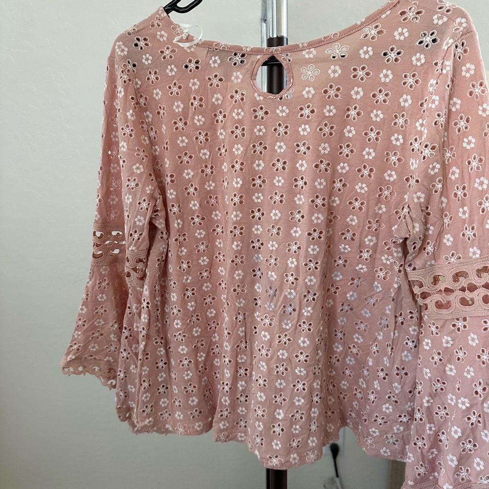 Pink Floral Eyelet Women's Top